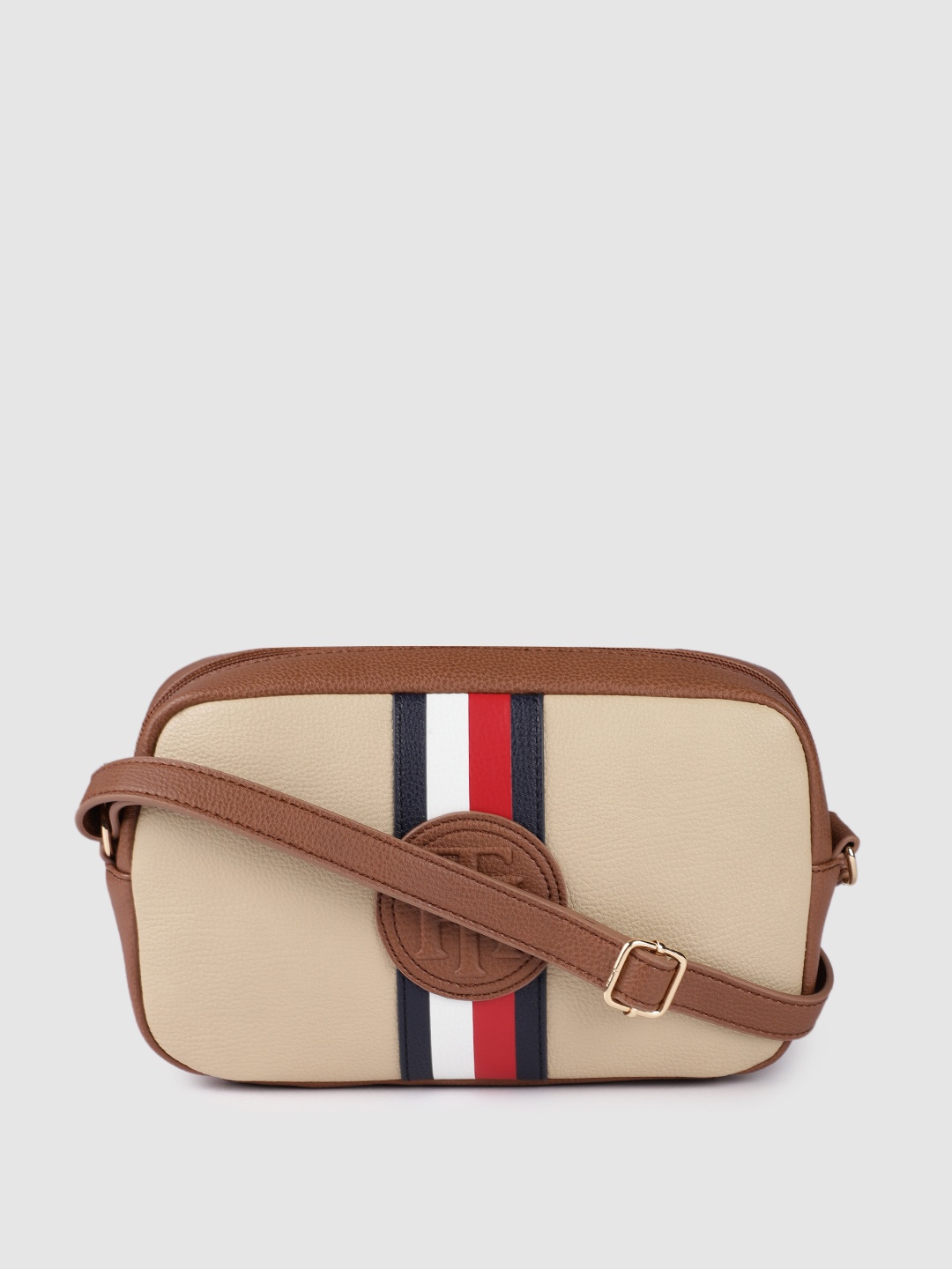 

Tommy Hilfiger Beige & Brown Structured Sling Bag