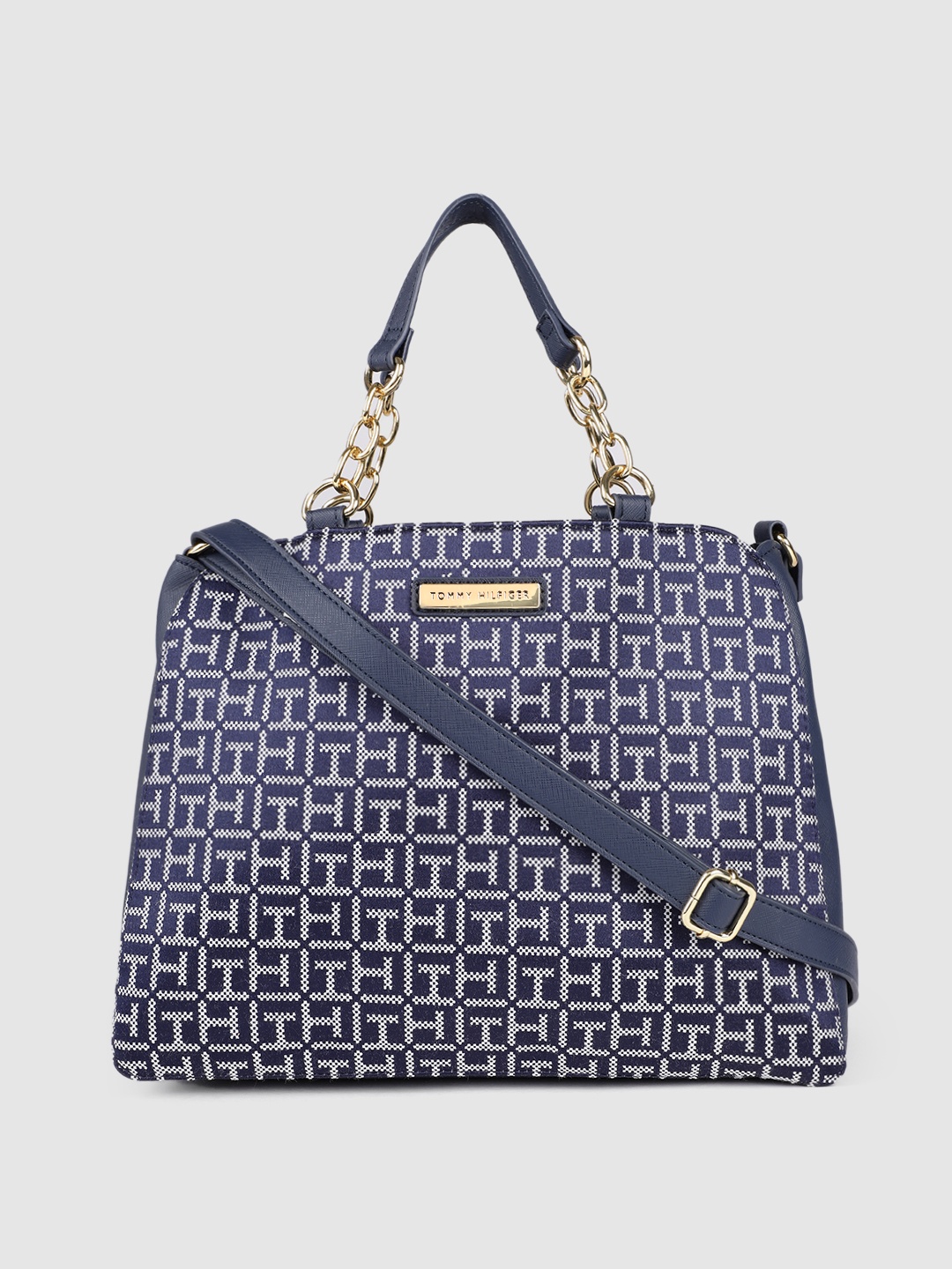 

Tommy Hilfiger Blue Printed Structured Handheld Bag