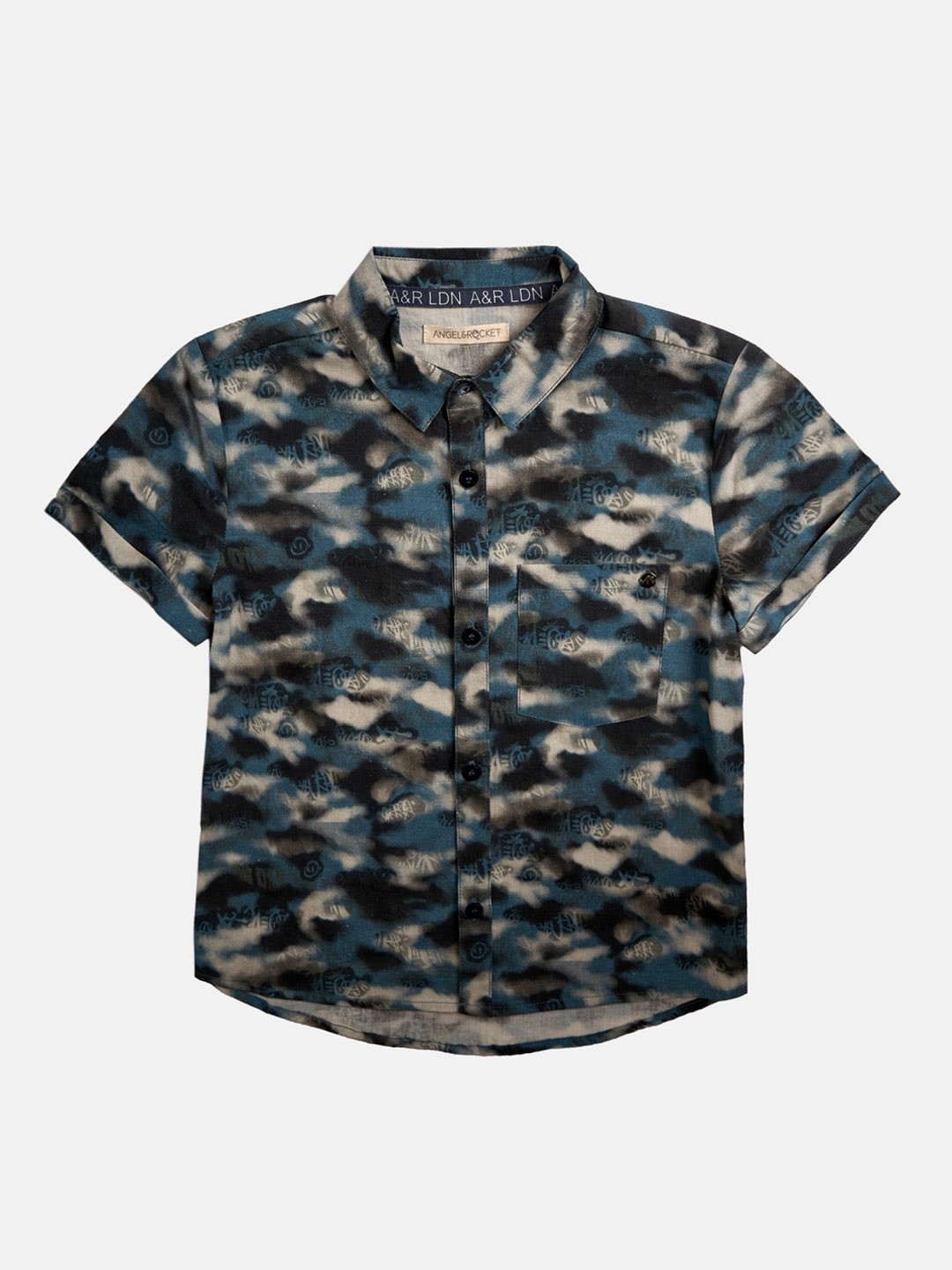 

Angel & Rocket Boys Blue Printed Cotton Classic Casual Shirt