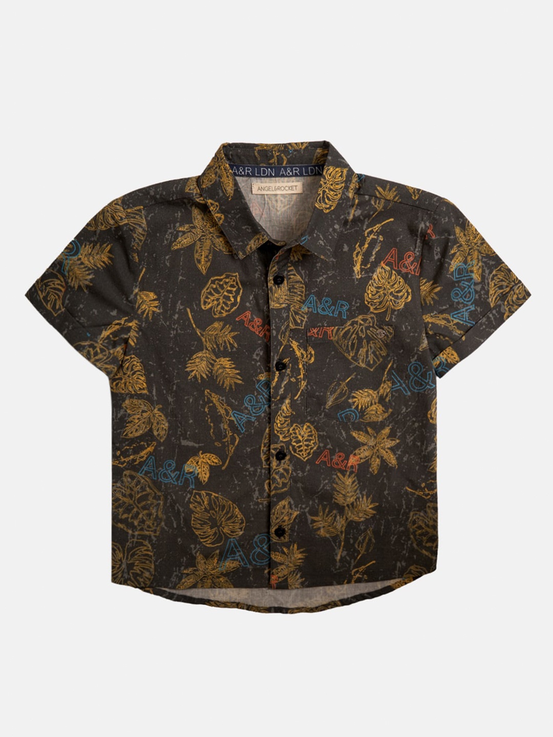 

Angel & Rocket Boys Olive Green Classic Floral Printed Casual Shirt