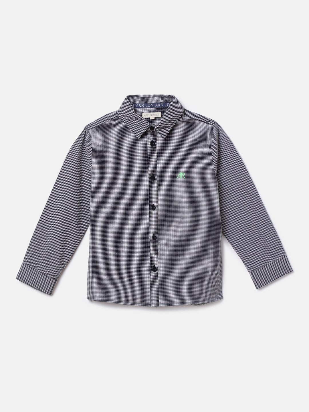 

Angel & Rocket Boys Black Cotton Micro Checked Classic Casual Shirt