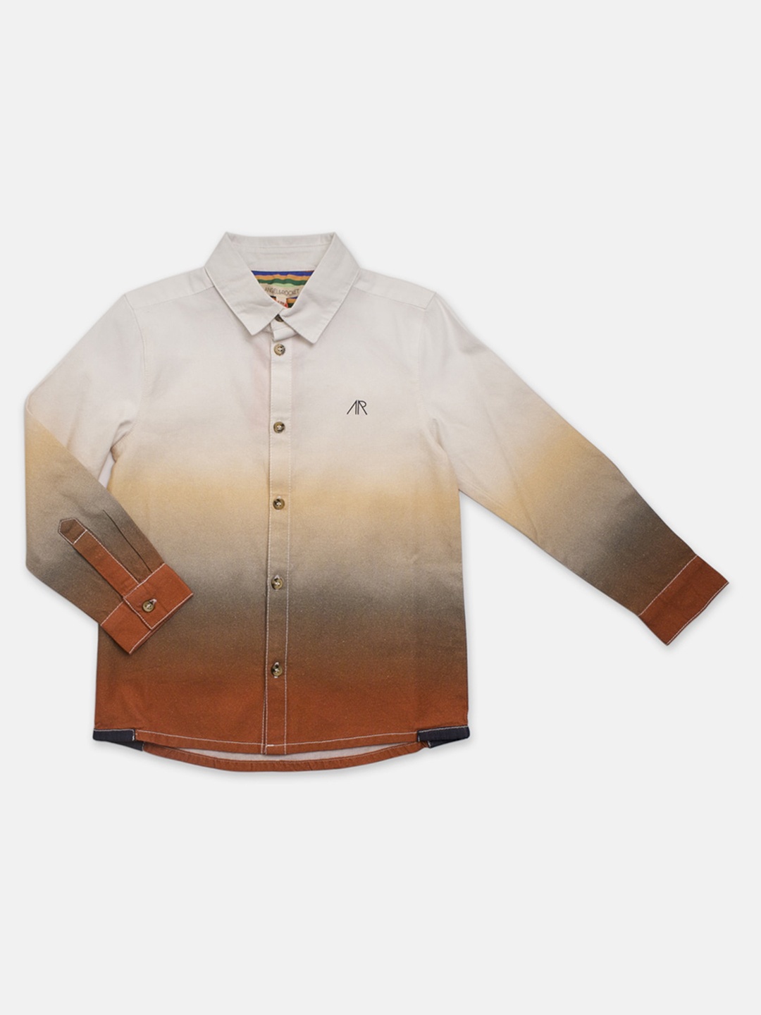 

Angel & Rocket Boys Orange Colourblocked Cotton Classic Casual Shirt