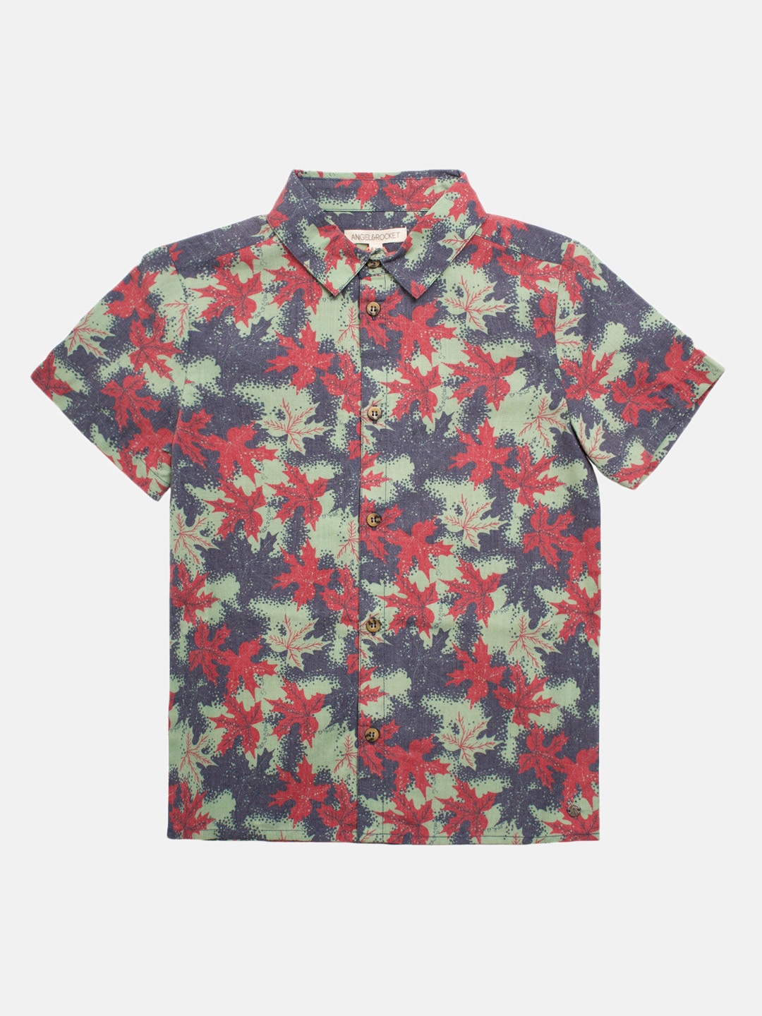 

Angel & Rocket Boys Green Classic Floral Printed Casual Shirt