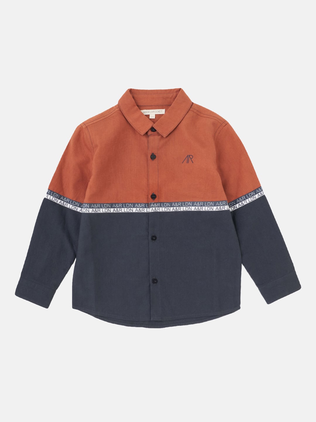 

Angel & Rocket Boys Rust Brown Classic Regular Fit Colourblocked Casual Shirt