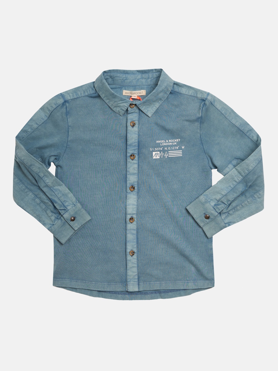 

Angel & Rocket Boys Blue Solid Cotton Classic Casual Shirt
