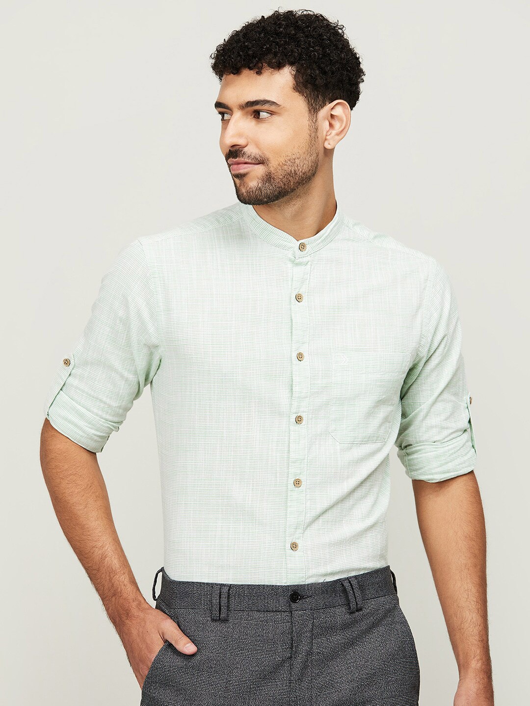 

CODE by Lifestyle Men Blue & White Checked Regular Fit Semiformal Cotton Shirt