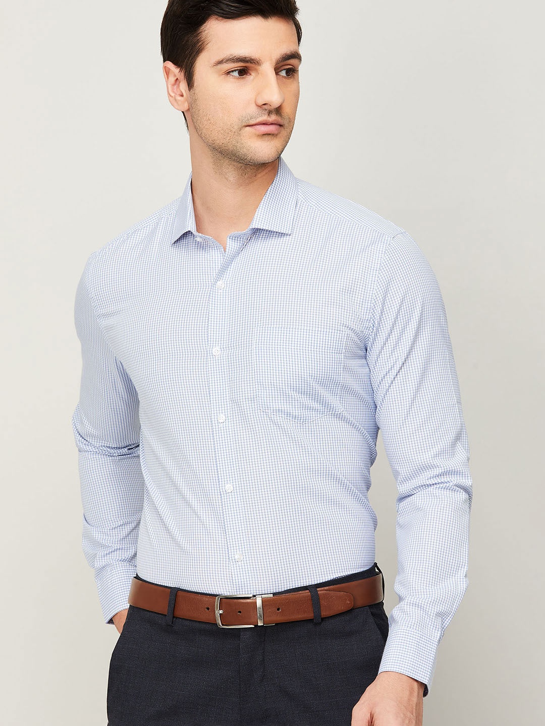 

CODE by Lifestyle Men Blue Slim Fit Micro Checks Checked Formal Shirt