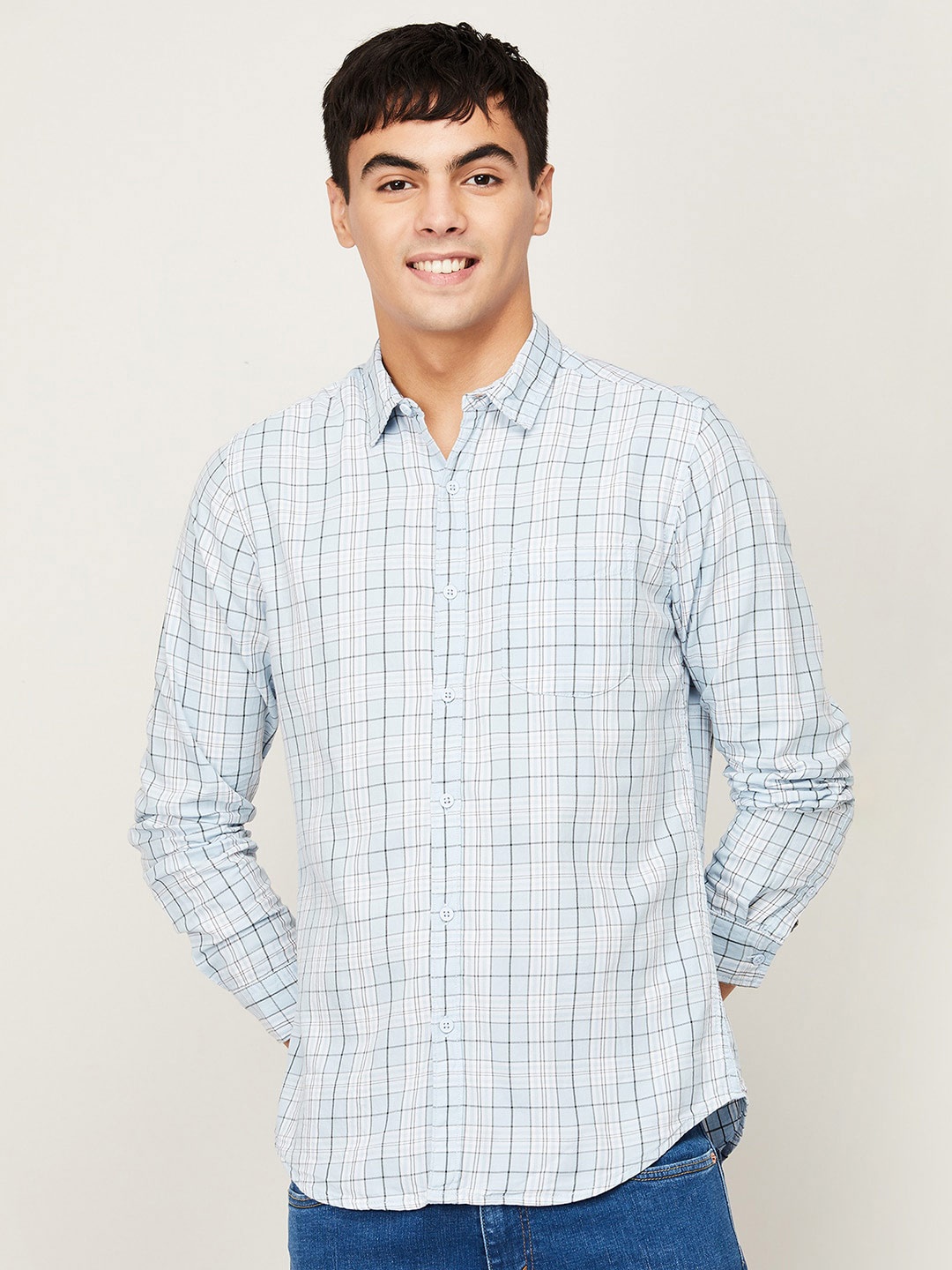 

Fame Forever by Lifestyle Men Blue Slim Fit Checked Casual Shirt
