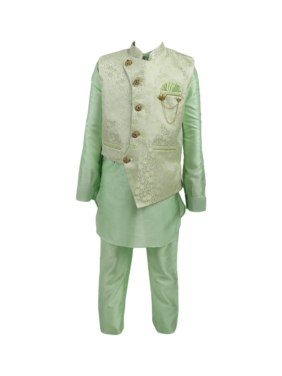 

V-Mart Boys Green Self-Design Sherwani Set