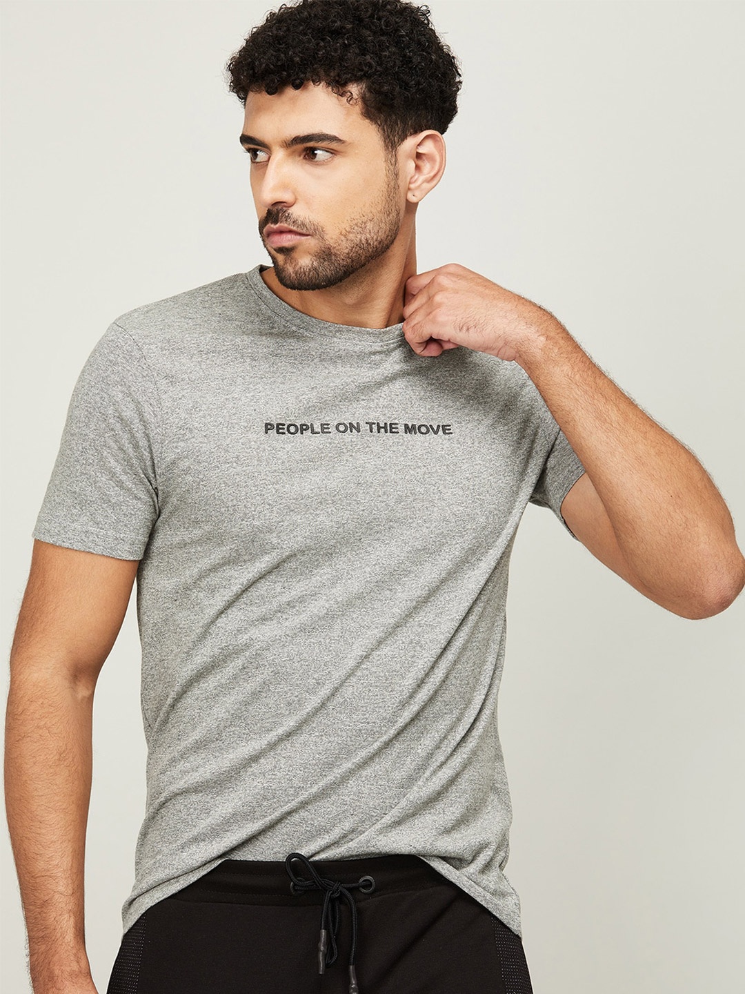 

Kappa Men Grey Typography Printed Slim Fit T-shirt