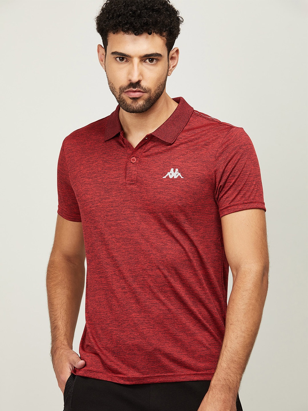 

Kappa Men Red Polo Collar Slim Fit T-shirt