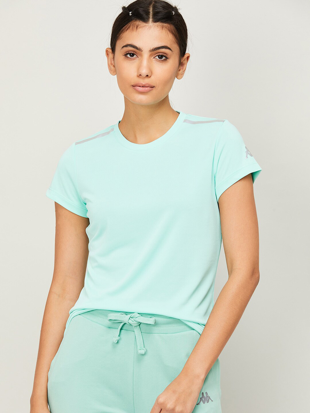 

Kappa Women Sea Green Solid T-shirt