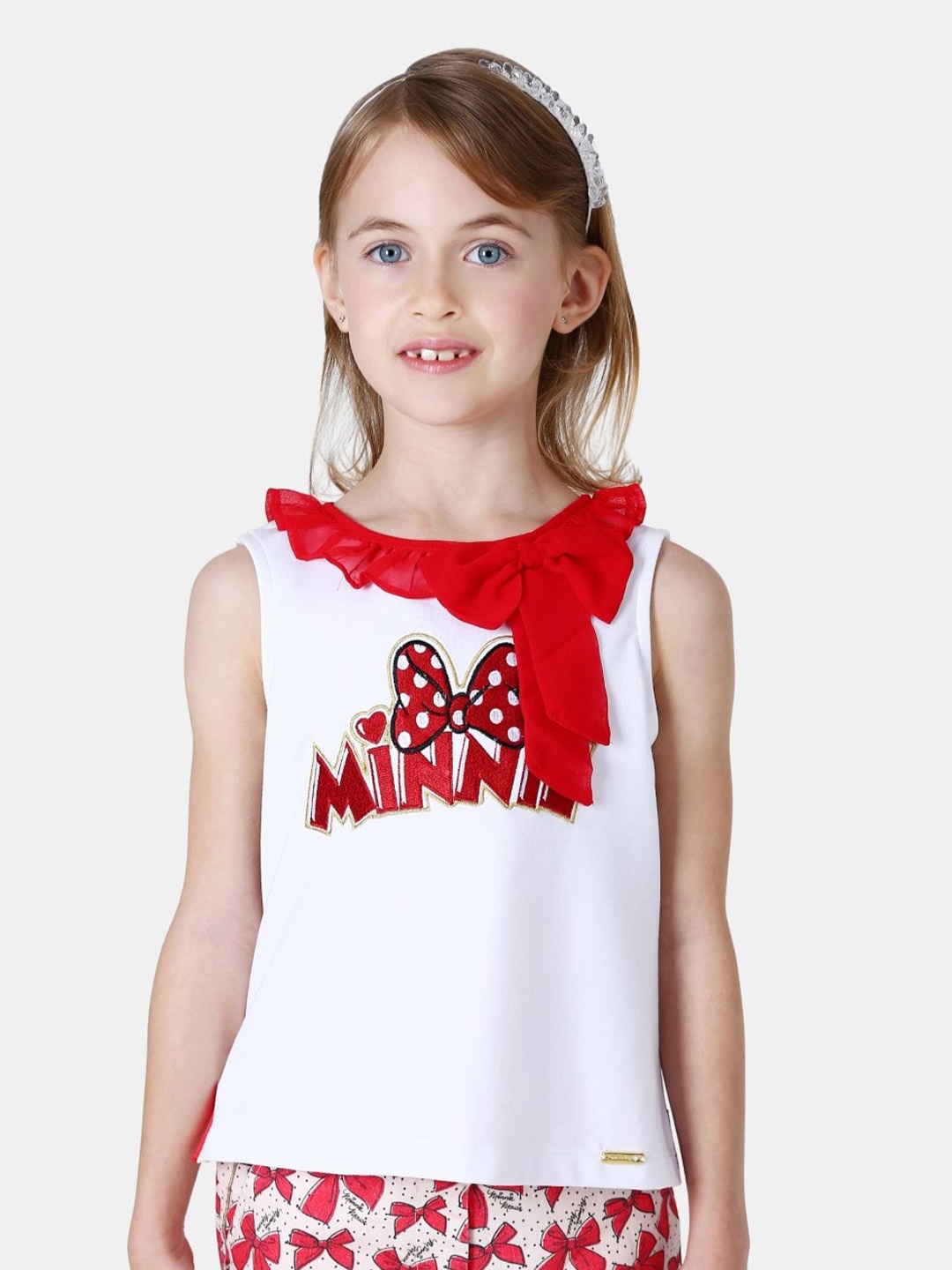 

One Friday Off White & Red Print Ruffles Top