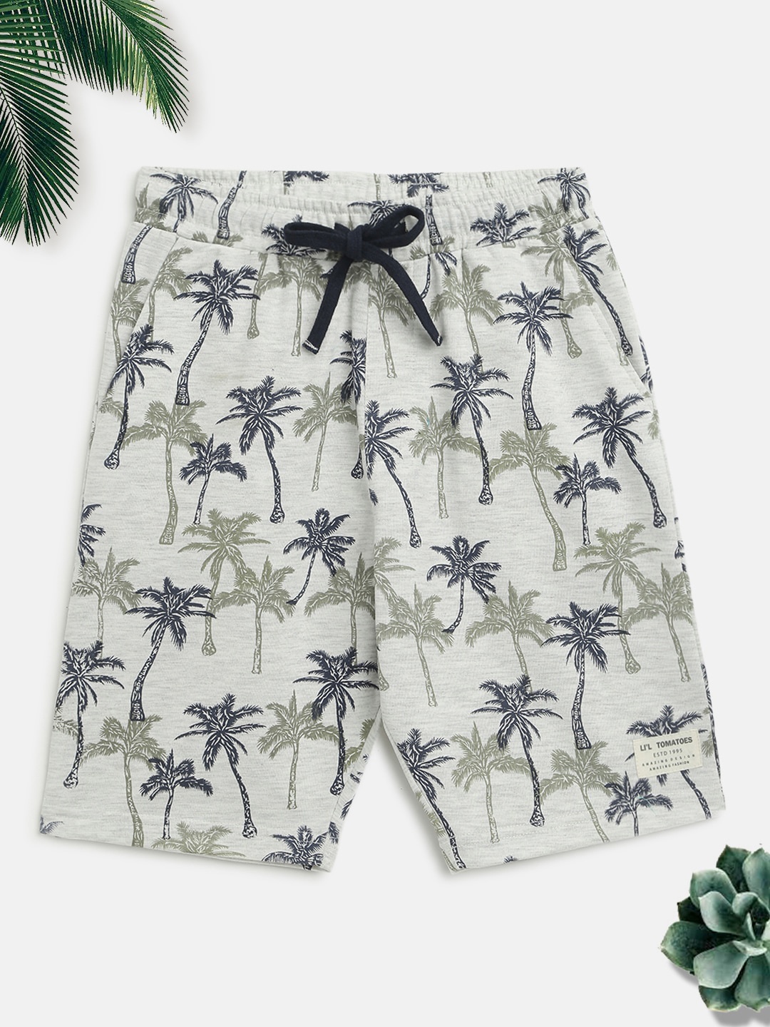 

Lil Tomatoes Boys Grey Floral Printed Shorts