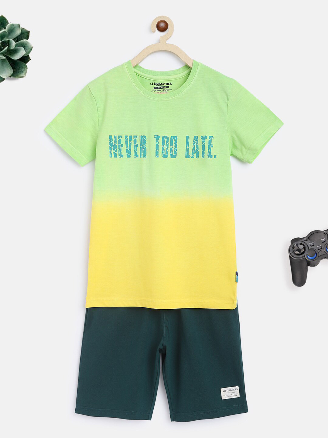 

Lil Tomatoes Boys Green & Yellow Colourblocked Night suit