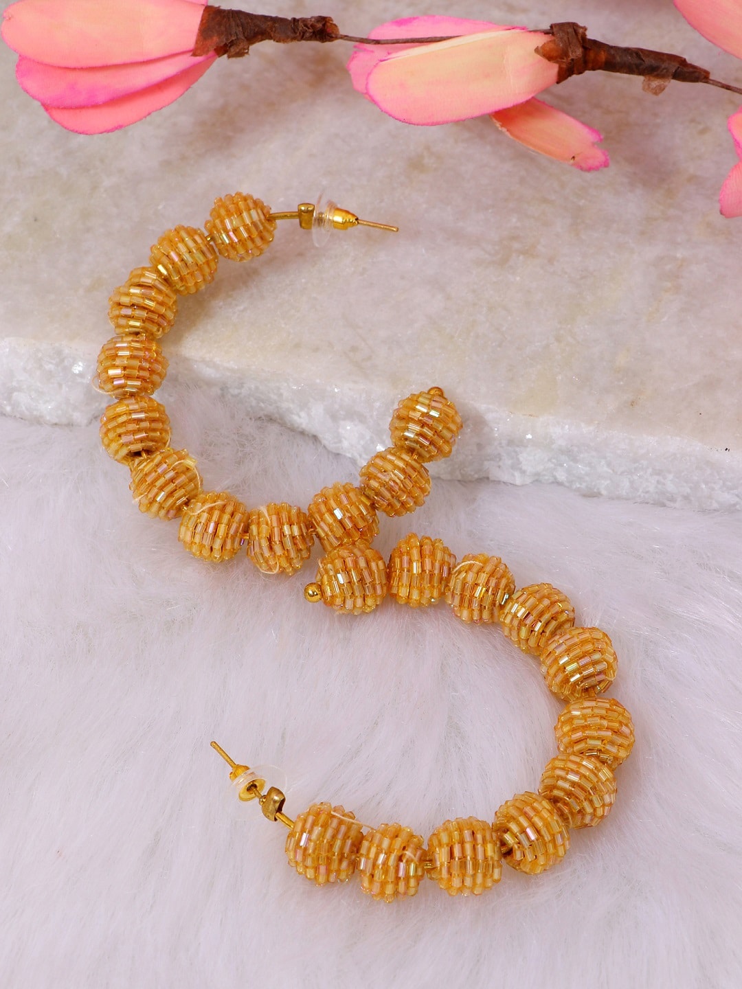 

Crunchy Fashion Gold-Plated Circular Half Hoop Earrings