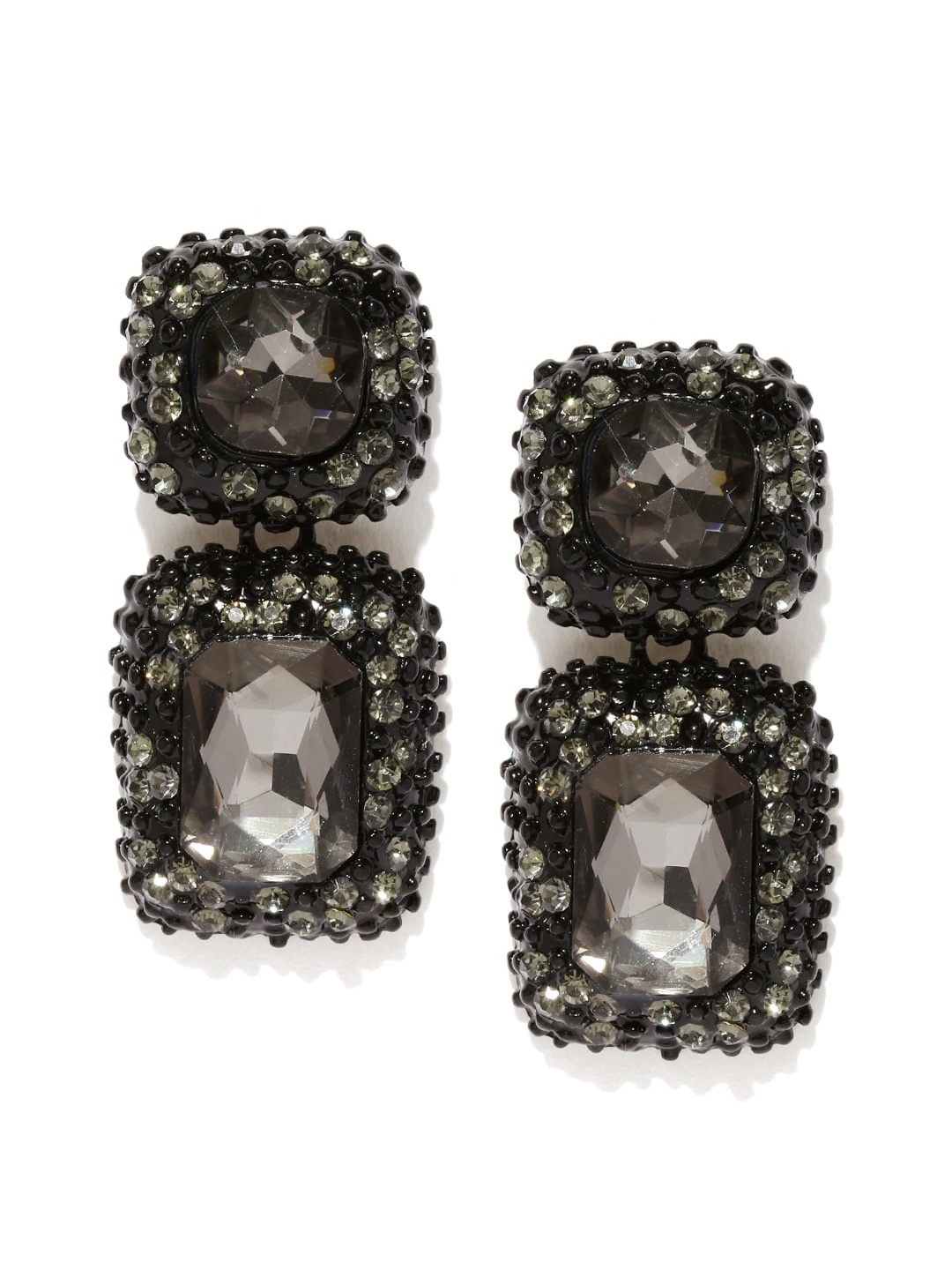 

Crunchy Fashion Black Crystal Contemporary Drop Earrings