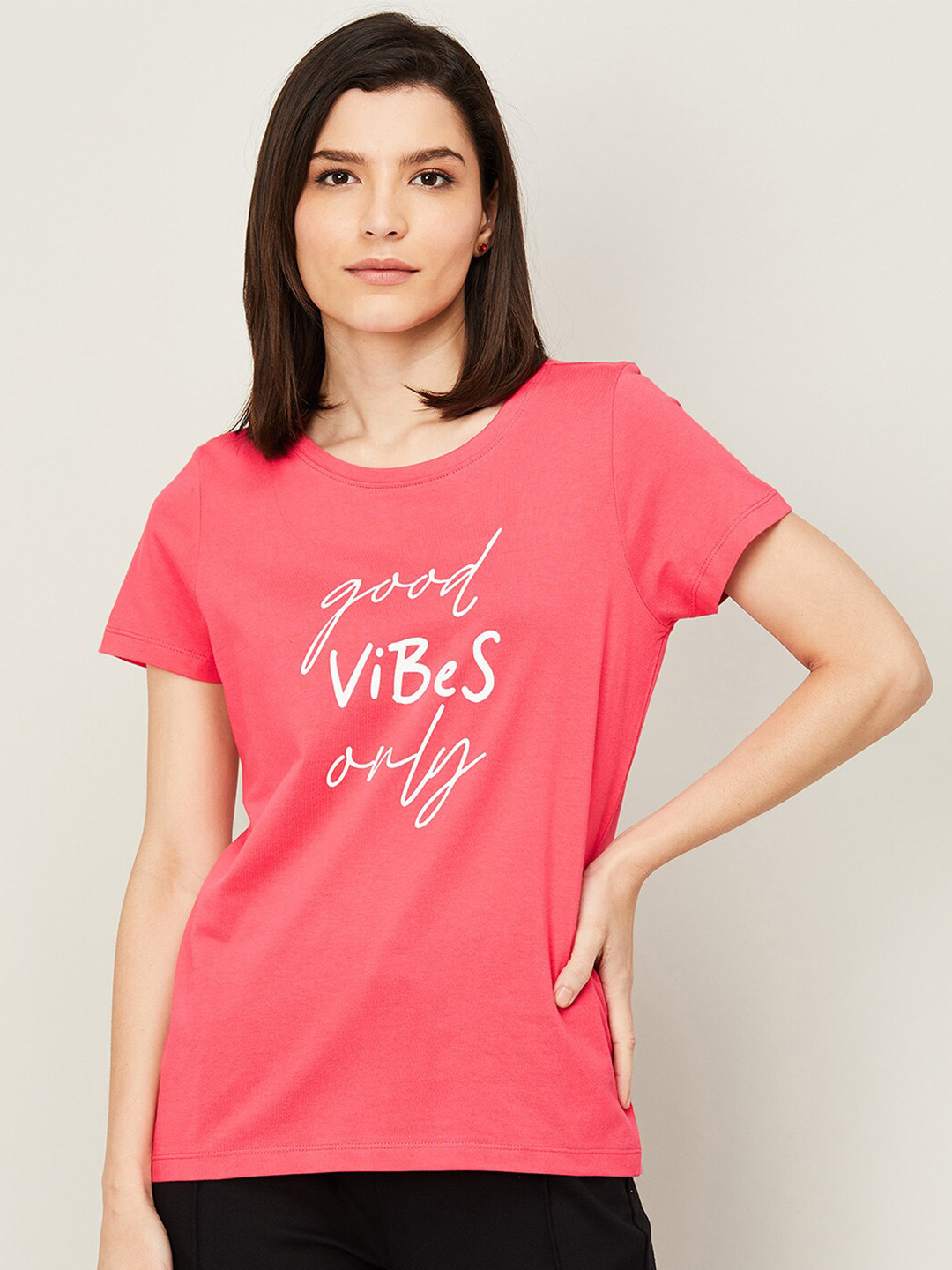 

Fame Forever by Lifestyle Women Red Typography Printed Pure Cotton T-shirt