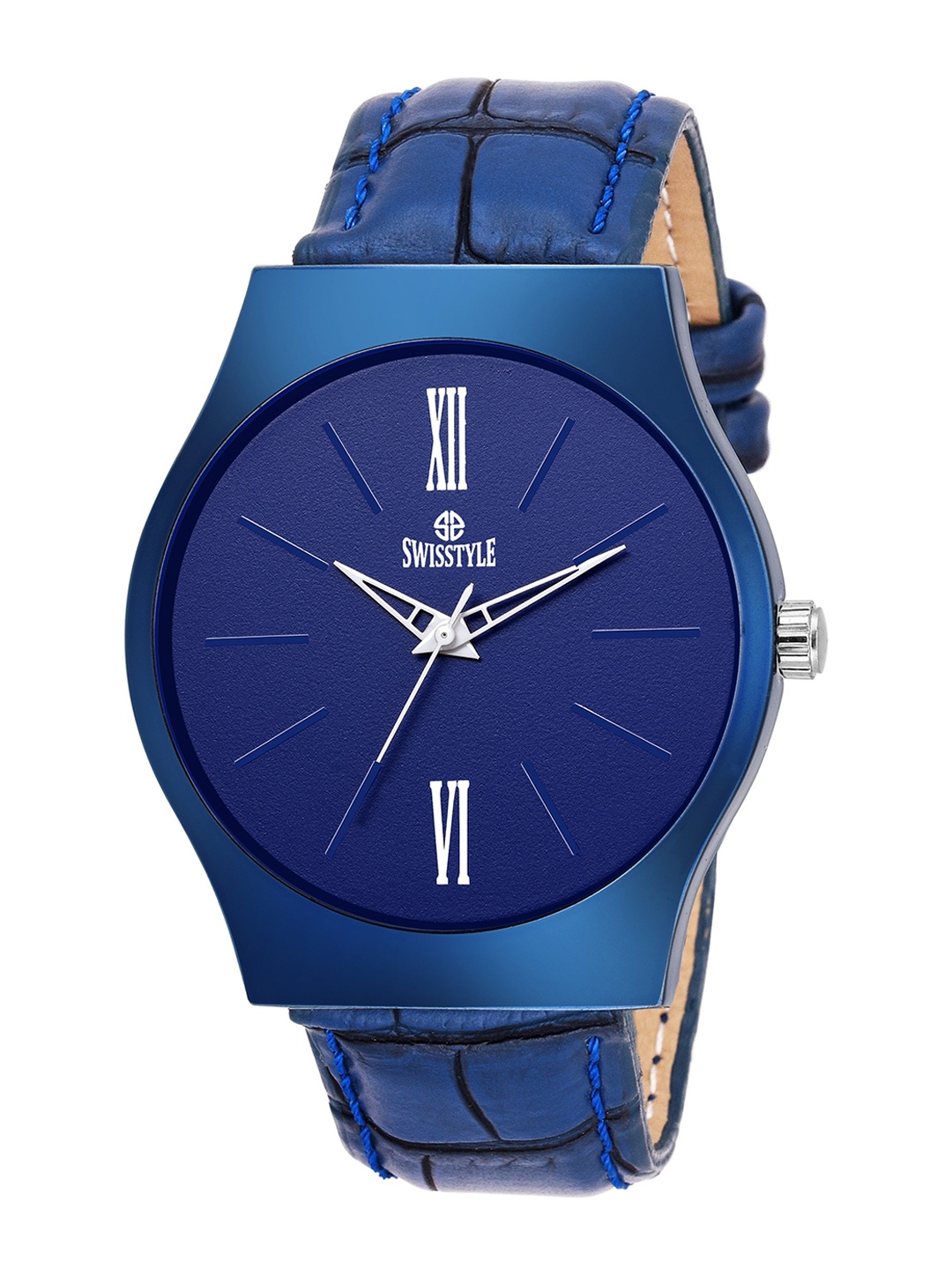 

SWISSTYLE Men Blue Brass Dial & Blue Textured Straps Analogue Watch SS-GR009