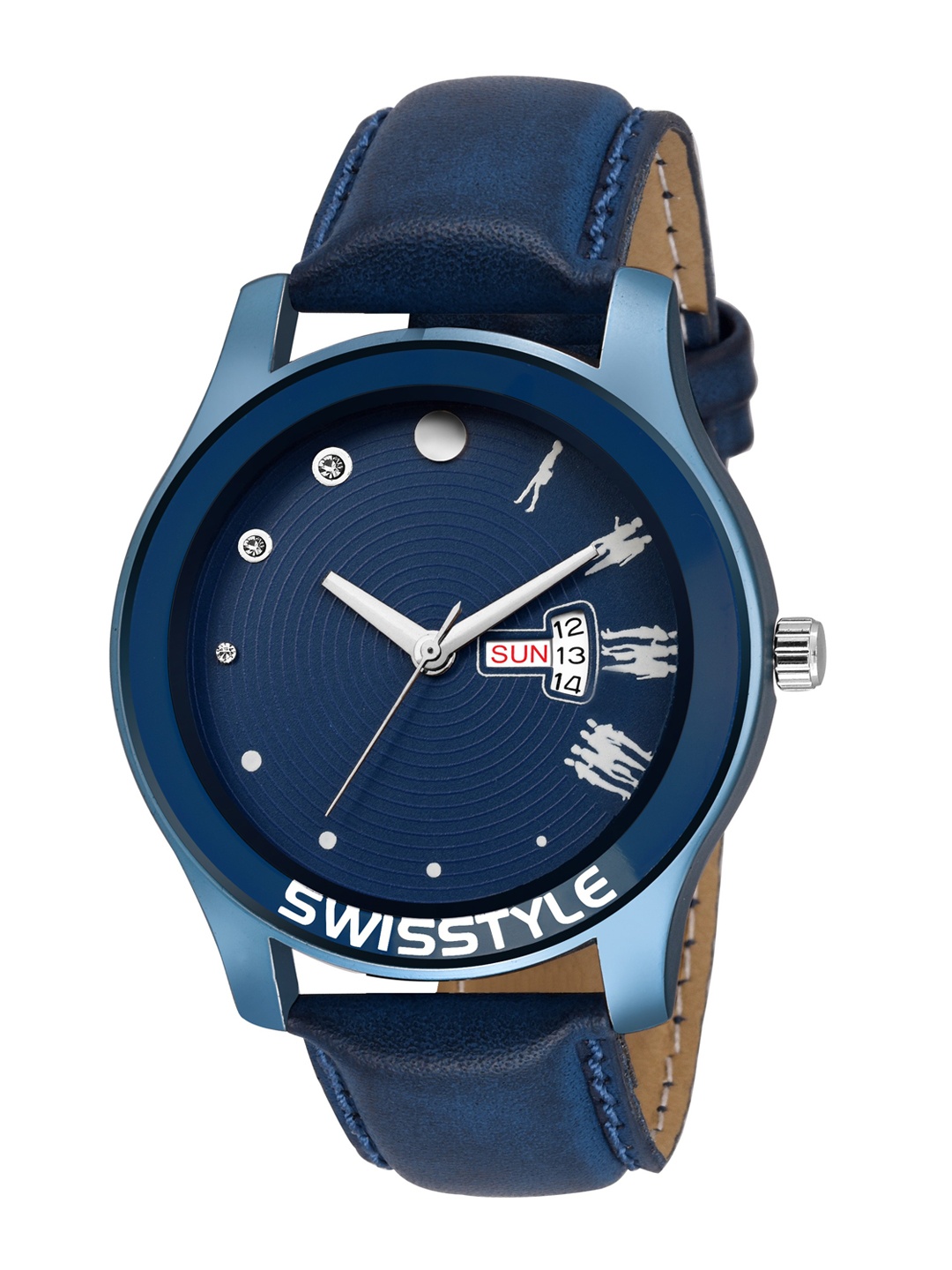 

SWISSTYLE Men Blue Brass Embellished Dial & Blue Straps Analogue Watch