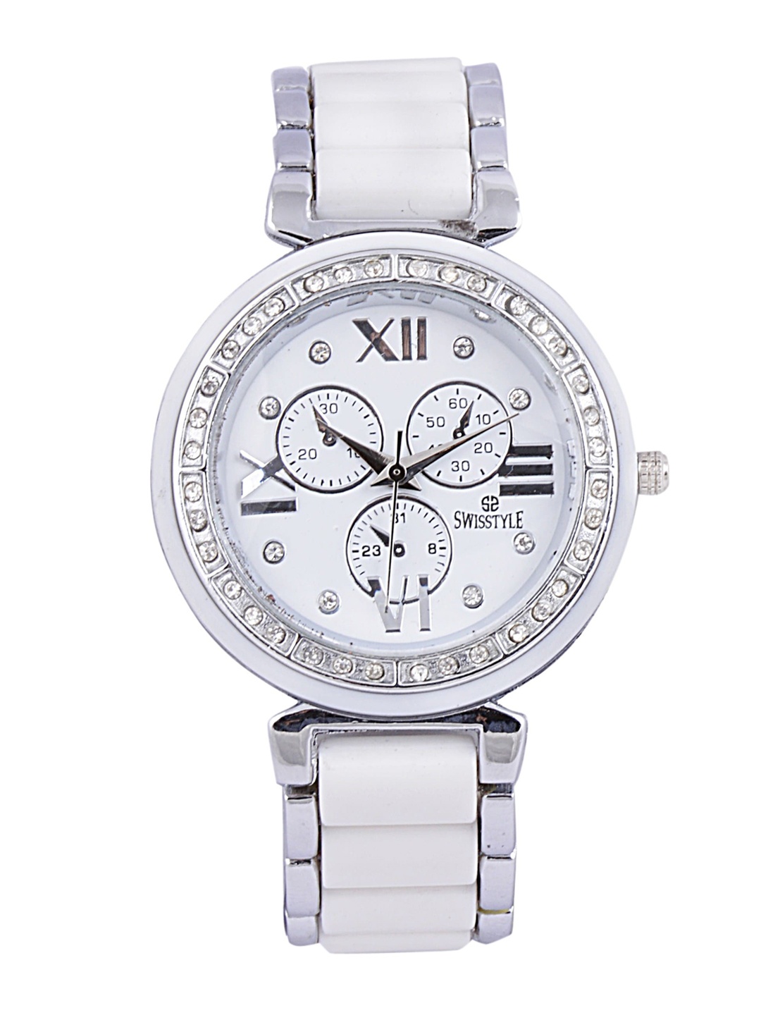 

SWISSTYLE Women White Embellished Dial Bracelet Style Straps Analogue Watch SS-LR703