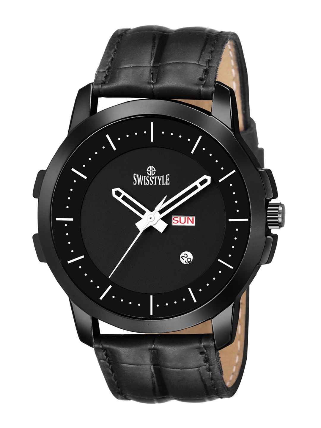 

SWISSTYLE Men Black Brass Dial & Black Straps Analogue Watch SS-GR804