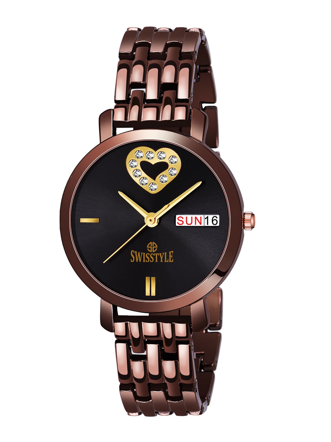 

SWISSTYLE Women Black Dial & Brown Steel Straps Analogue Wrist Watch SS-LR251-BRW-BRWCH