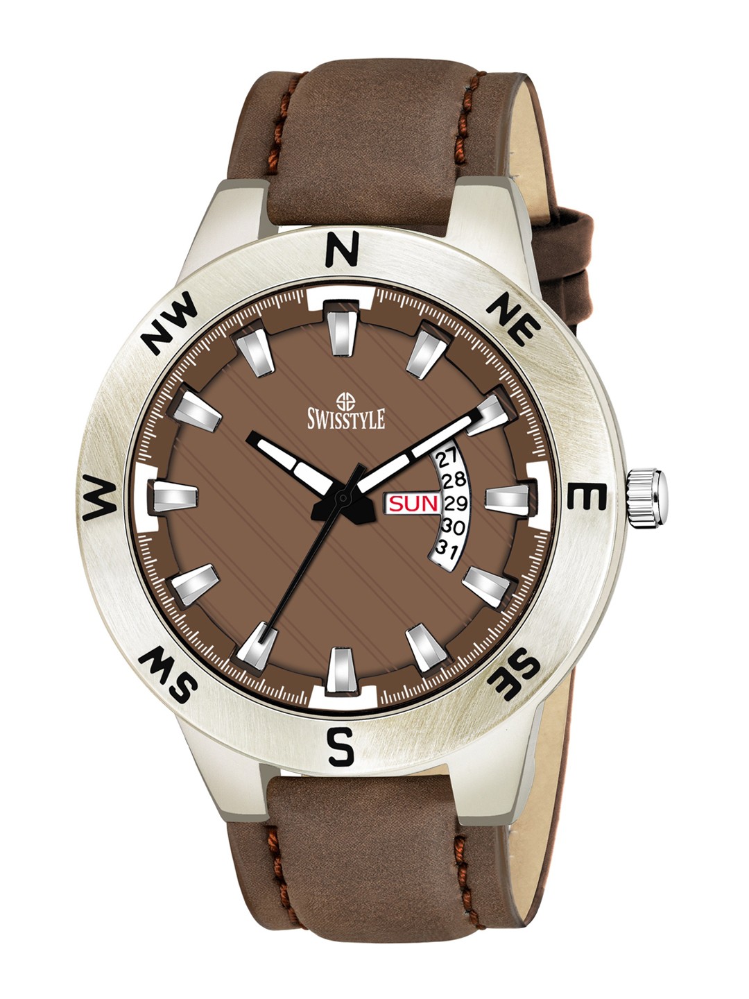 

SWISSTYLE Men Brown Brass Dial & Brown Straps Analogue Watch