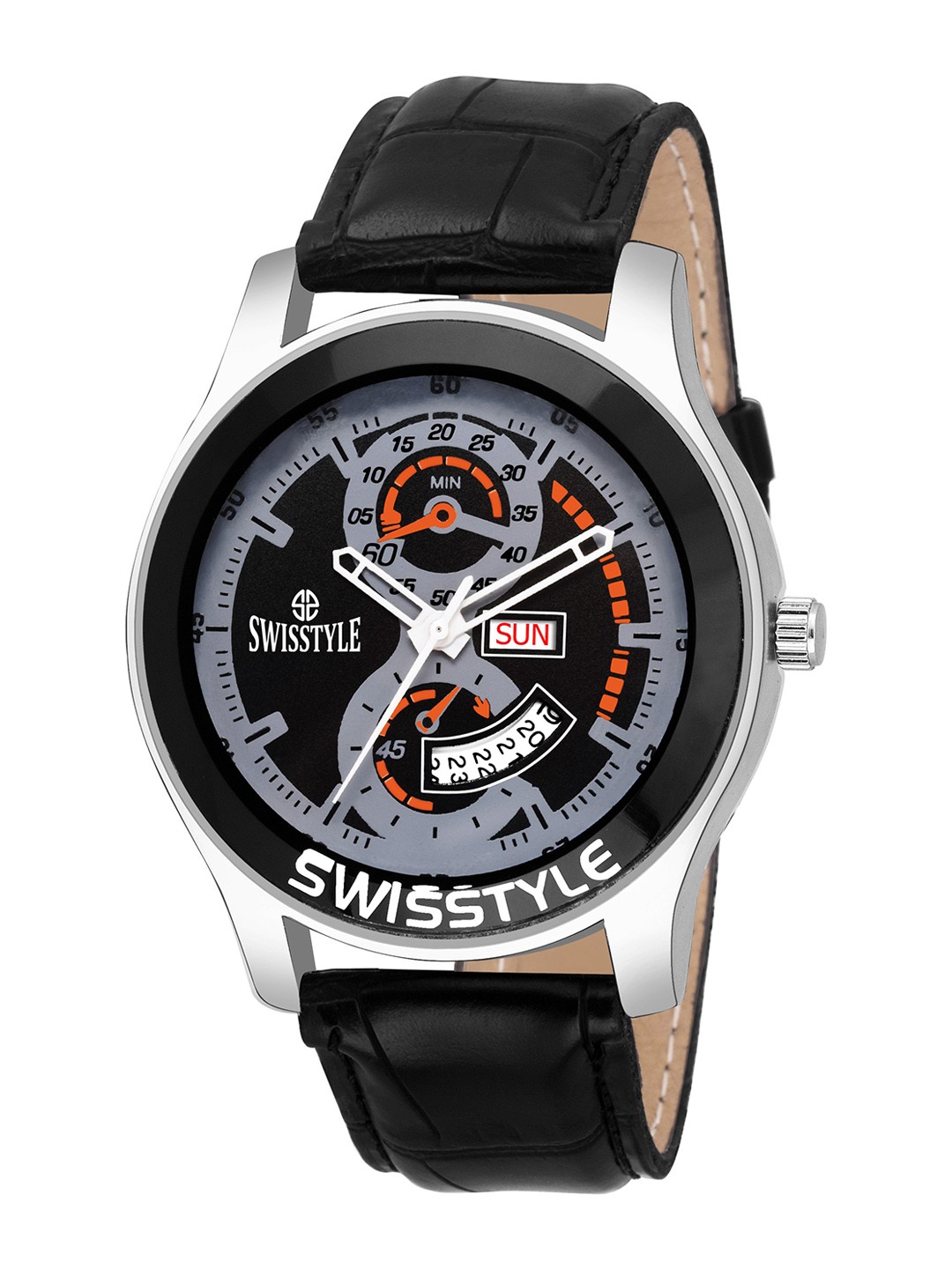 

SWISSTYLE Men Black Brass Printed Dial & Black Straps Analogue Watch