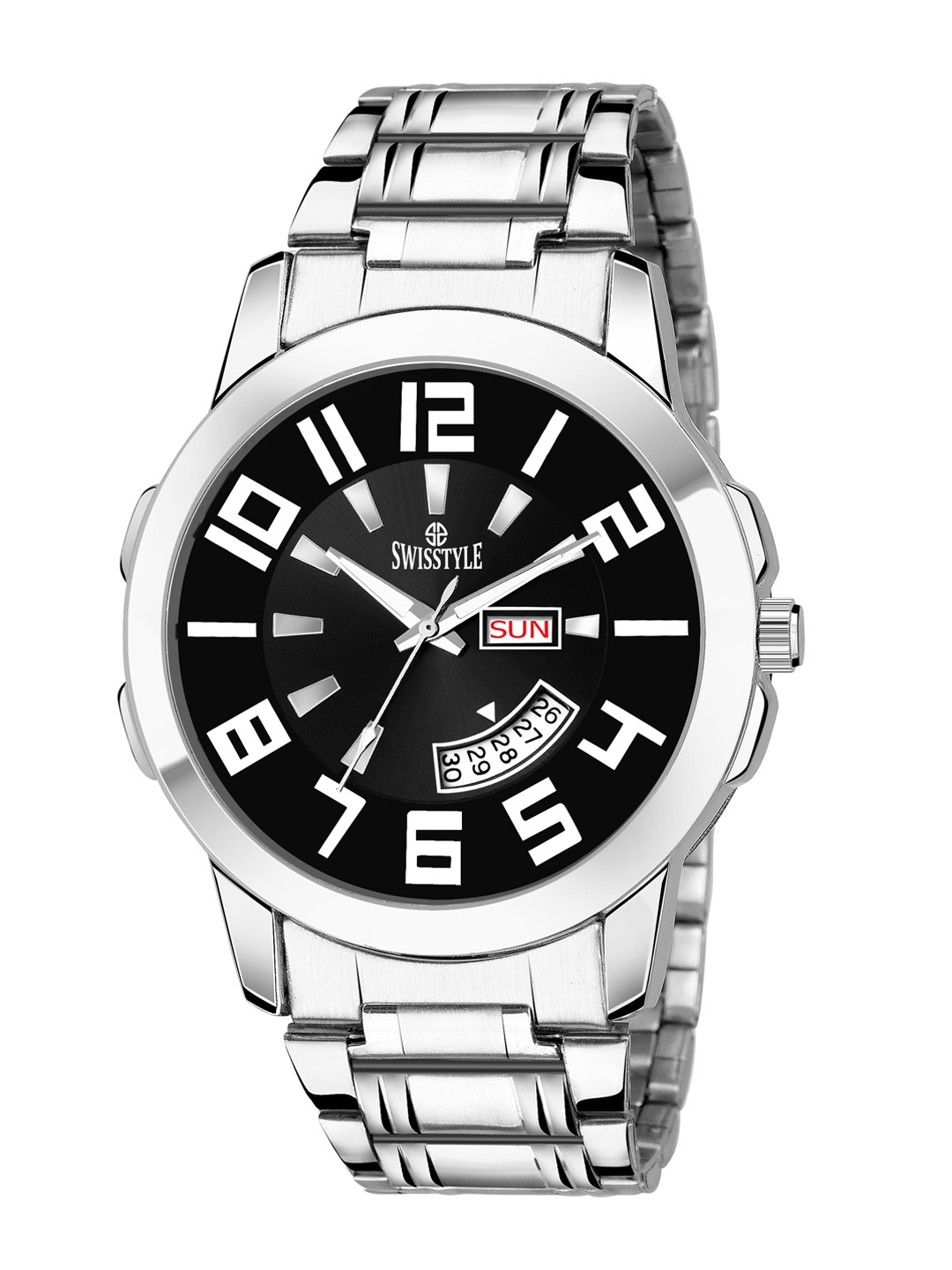 

SWISSTYLE Men Black Brass Dial & Silver Toned Straps Analogue Watch SS-GR805-BLK-CH