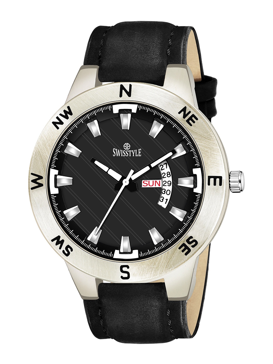 

SWISSTYLE Men Black Brass Dial & Black Straps Analogue Watch