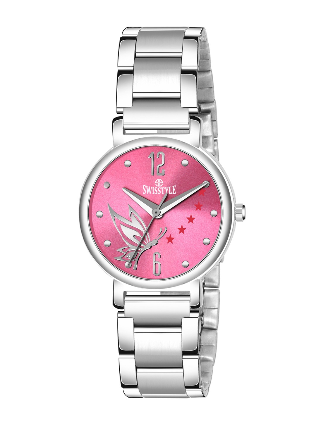 

SWISSTYLE Women Pink Brass Dial & Stainless Steel Bracelet Style Straps Analogue Watch SS-LR107-PNK-CH
