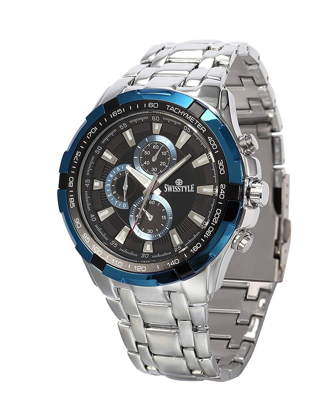

SWISSTYLE Men Black Brass Dial & Silver Toned Bracelet Style Analogue Watch SS-GR6622