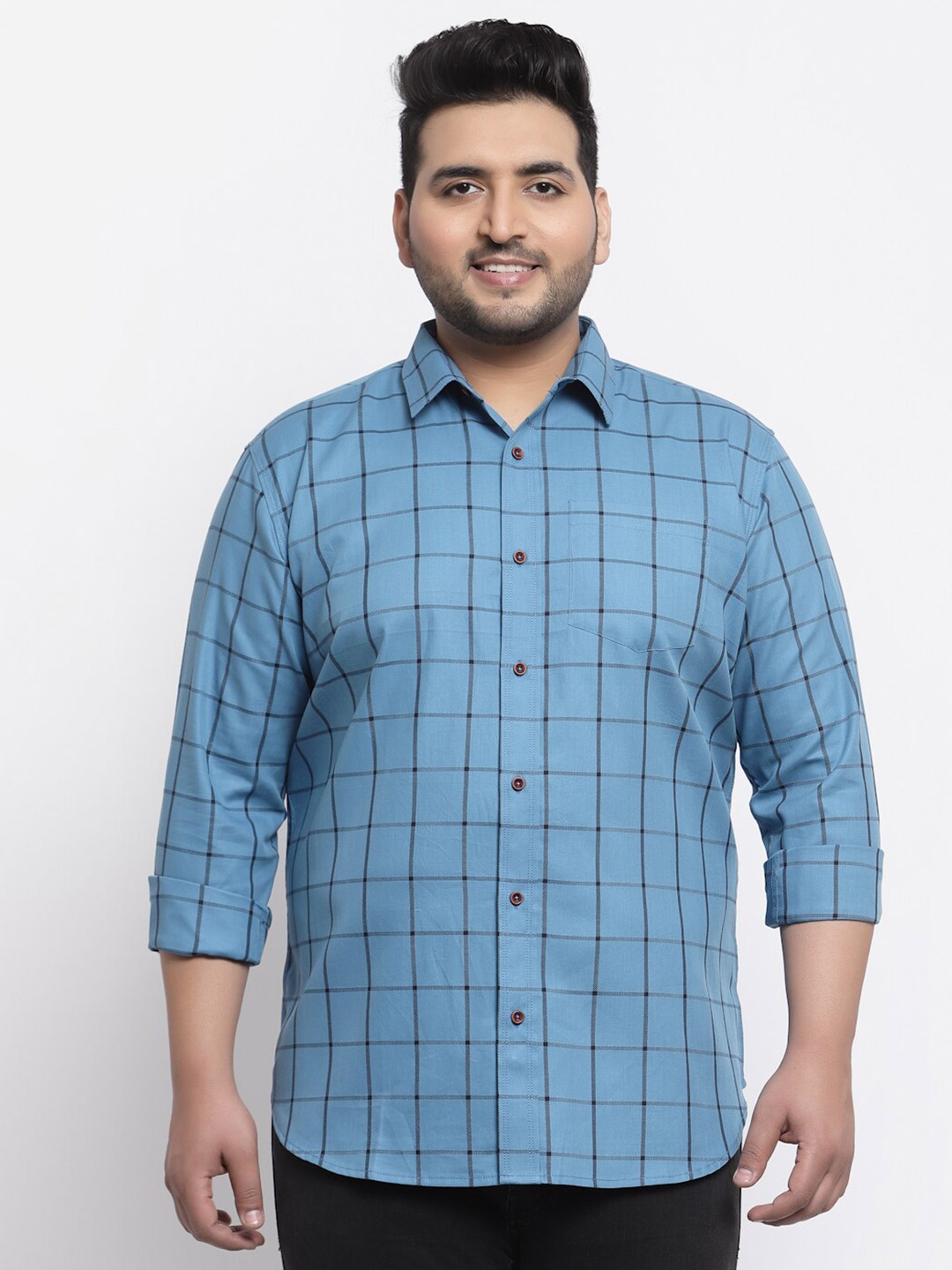 

plusS Men Blue Tartan Checks Checked Casual Shirt