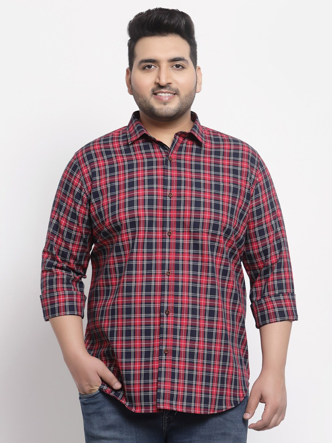 

plusS Men Blue Checked Casual Shirt