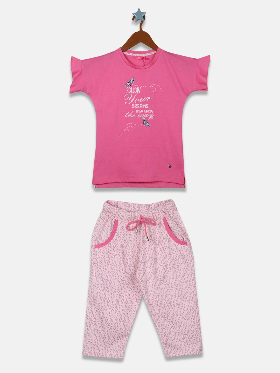 

Monte Carlo Girls Pink Printed T-shirt with Capris, Fuchsia