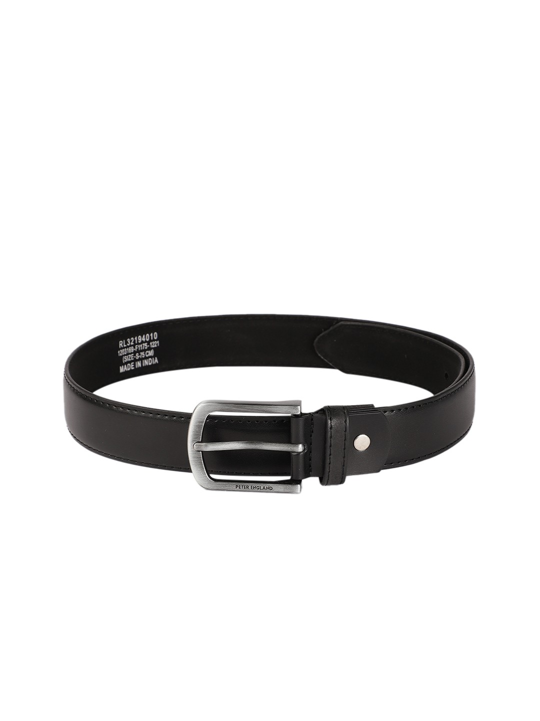 

Peter England Men Black Leather Formal Belt