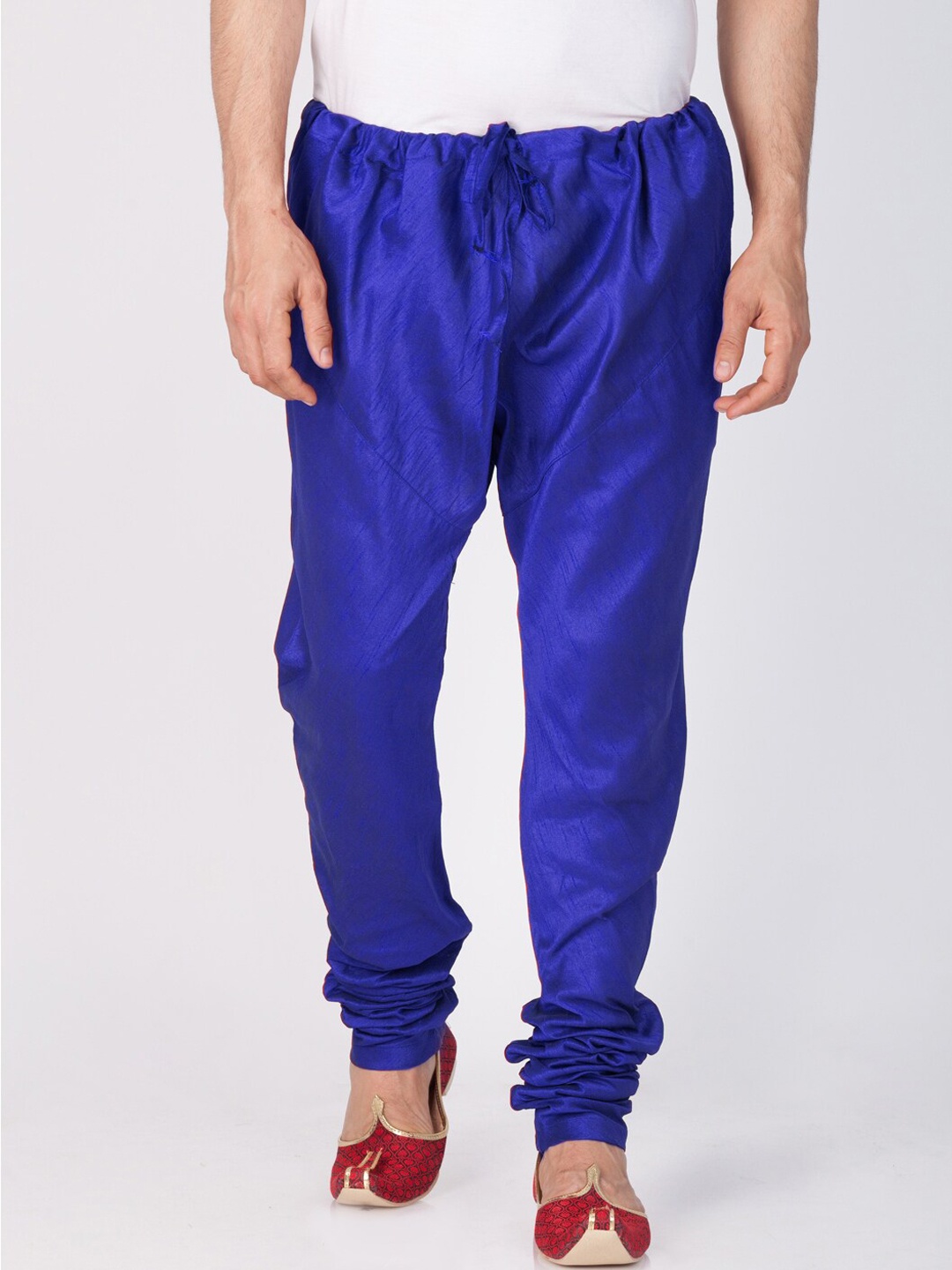 

VASTRAMAY Men Blue Solid Silk Blend Churidar