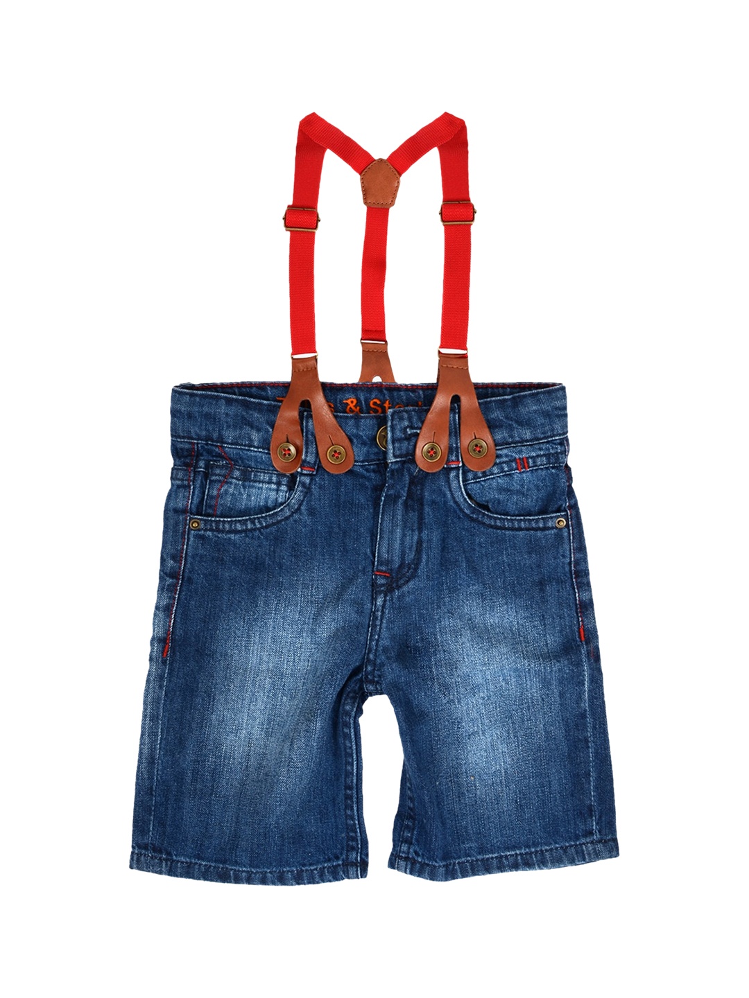 

TALES & STORIES Boys Blue Washed Slim Fit Denim Shorts