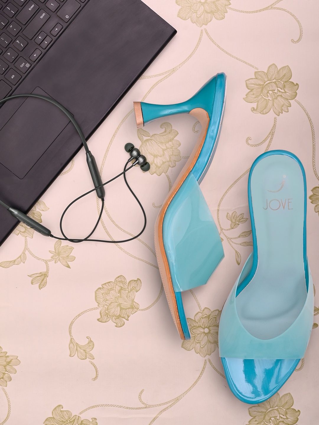 

Jove Blue PU Party Block Mules