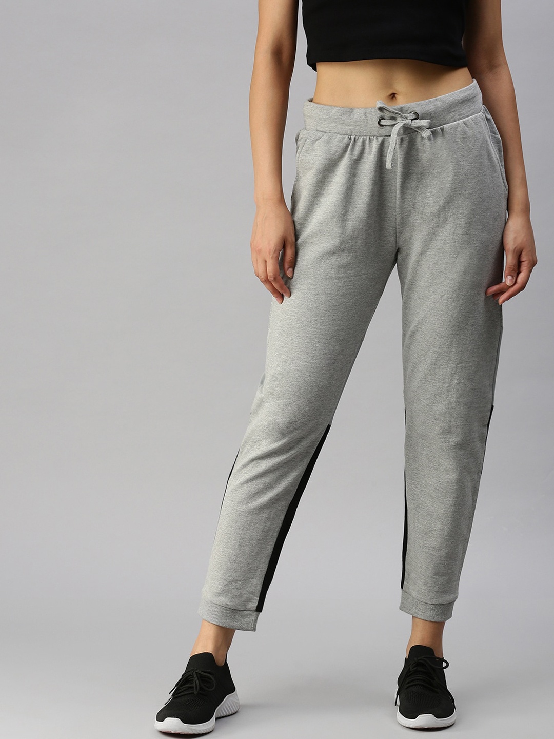 

De Moza Women Grey Melange Trousers 100% Cotton