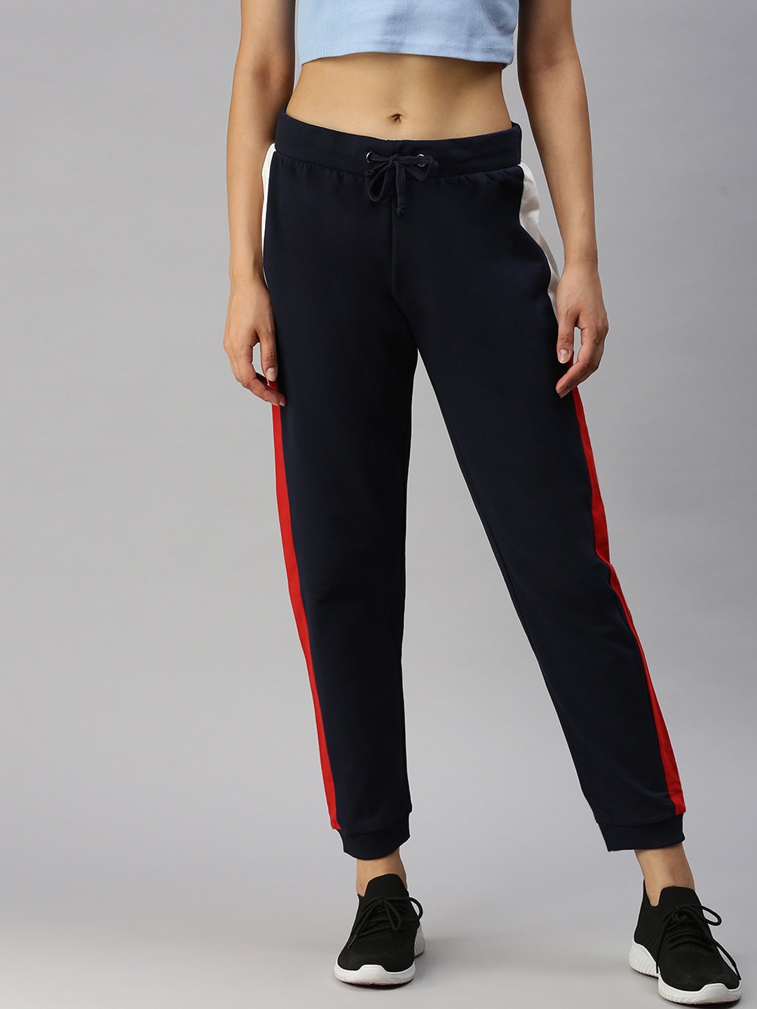 

De Moza Women Navy Blue Pure Cotton Joggers Trousers