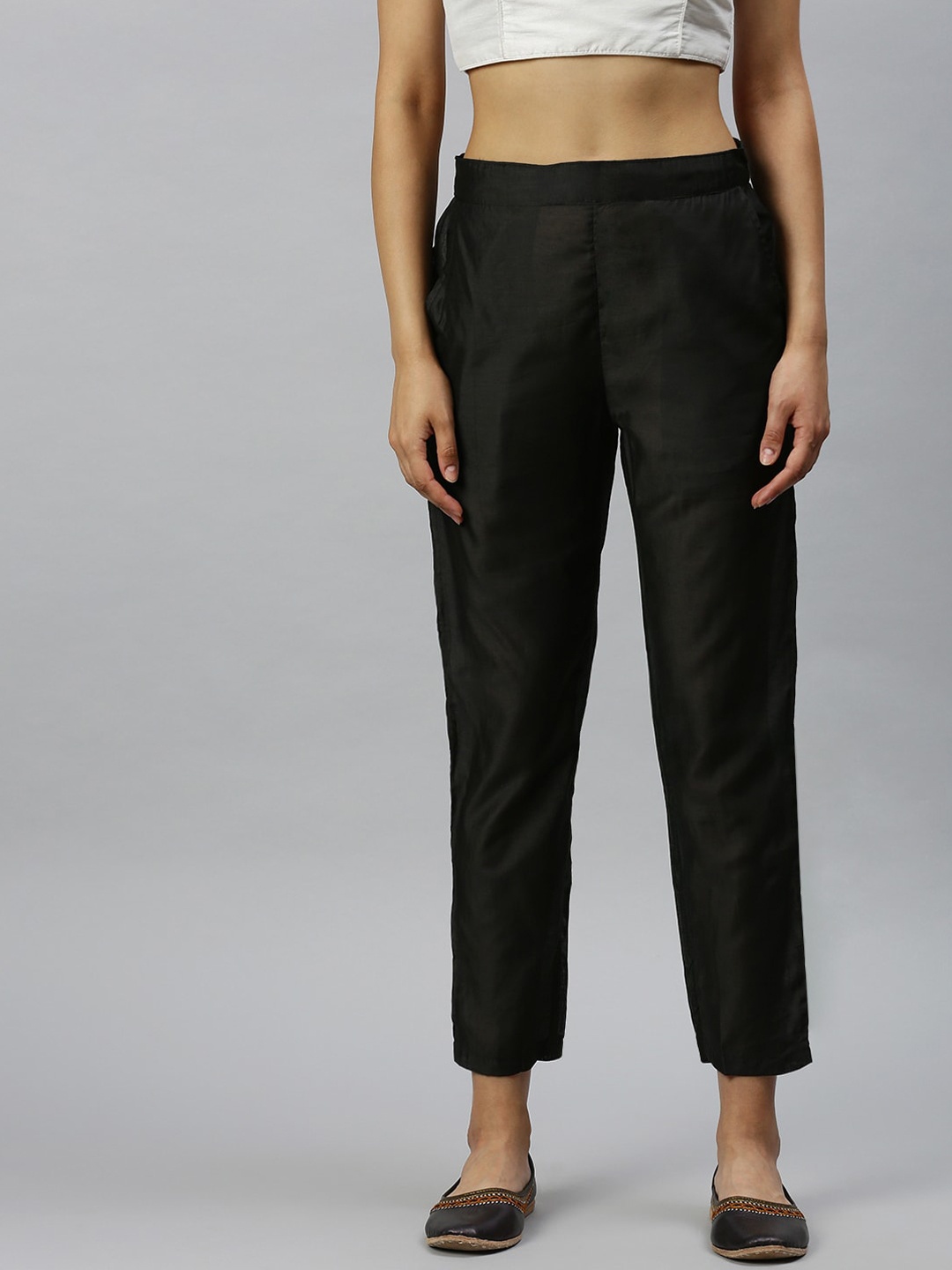 

De Moza Women Black Cigarette Trousers