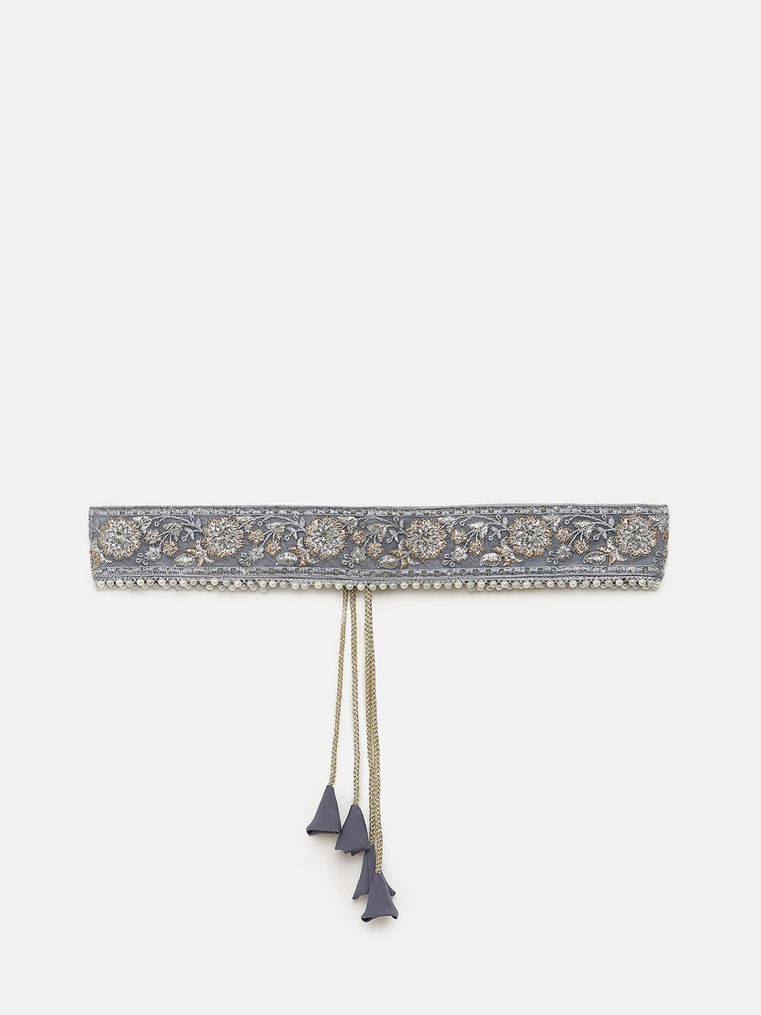 

SALWAR STUDIO Women Grey & Gold-Toned Embellished Waist Belt