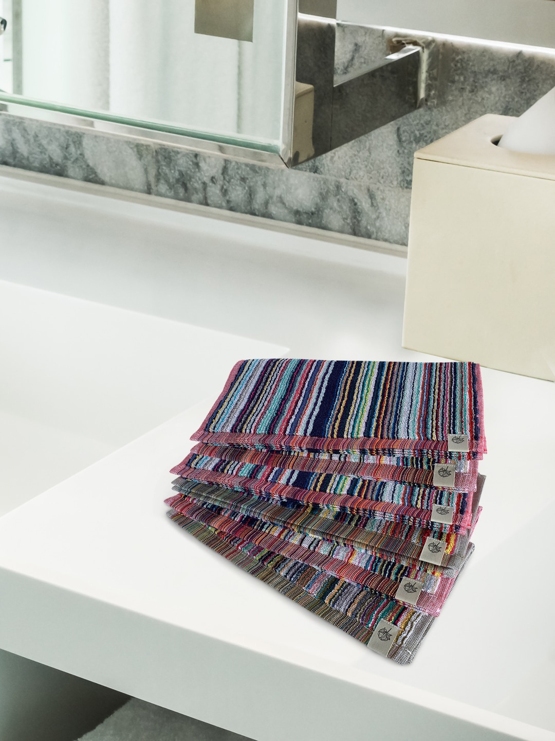 

Himeya Set Of 6 Multicolored Striped 450 GSM Cotton Towel Set, Multi