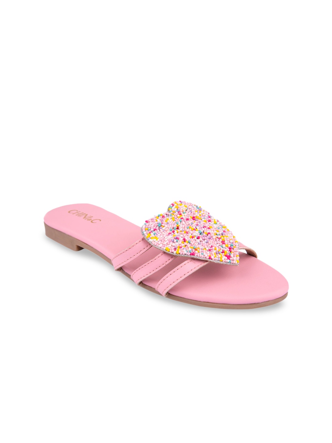 

CHINI C Women Pink Embellished Open Toe Flats