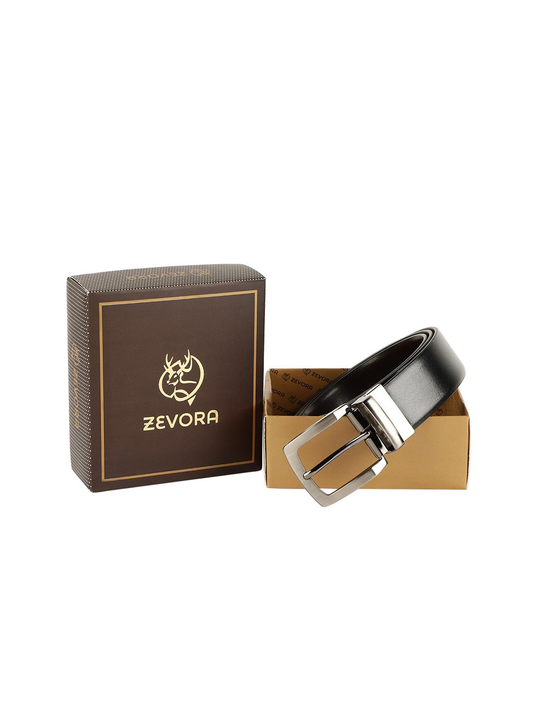 

ZEVORA Women Black Solid Reversible Leather Casual Belt
