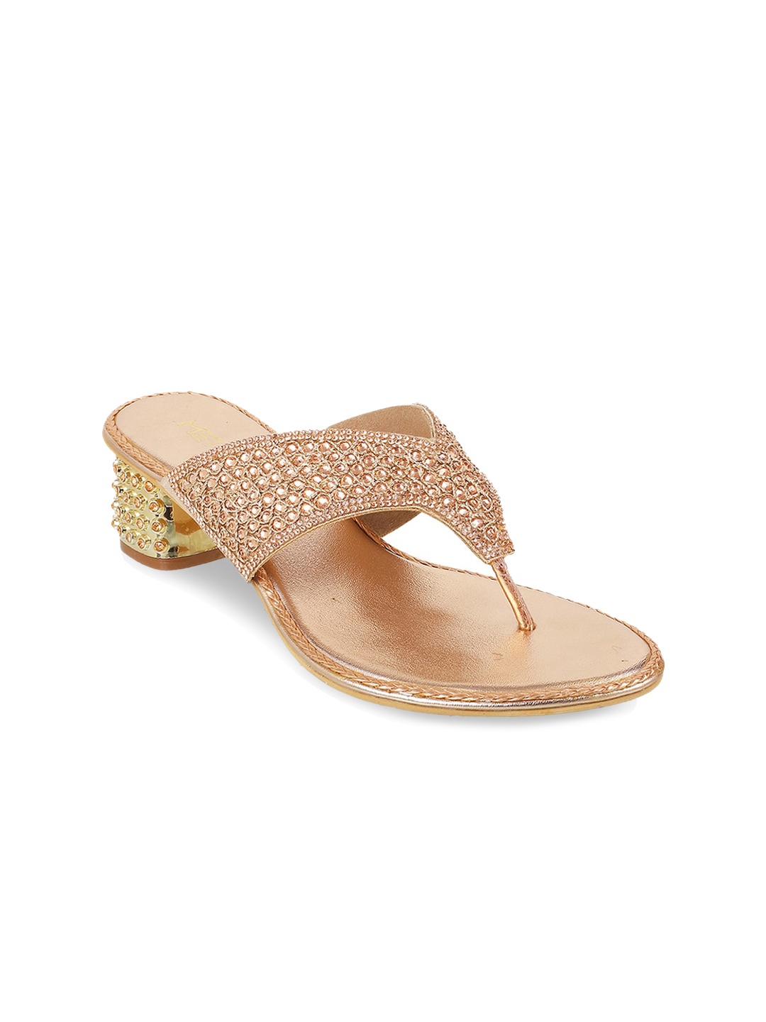

Metro Tan Brown Embellished Ethnic Block Heels