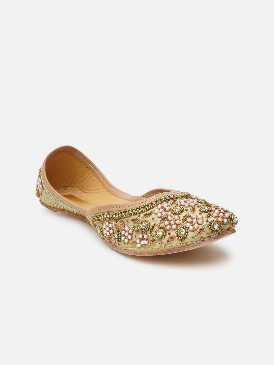 

Ta Chic Women Beige Embellished Ethnic Mojaris Flats
