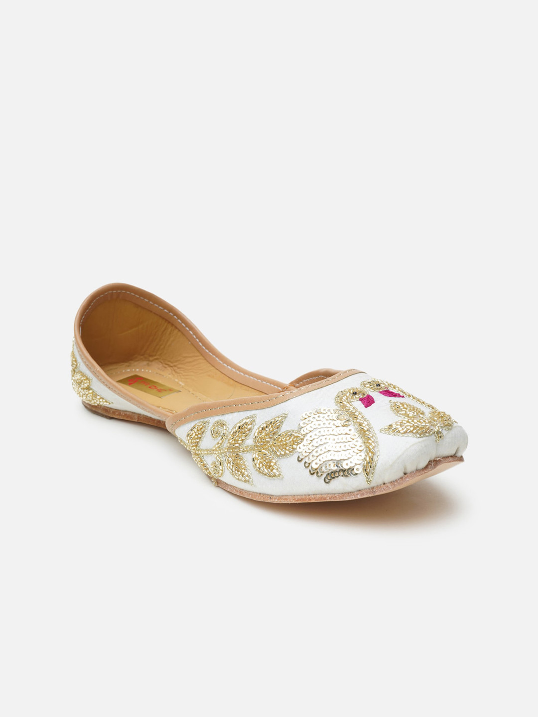 

Ta Chic Women White Embellished Ethnic Mojaris